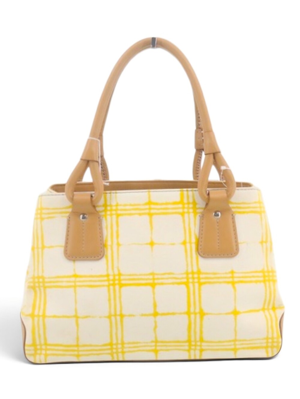 Burberry Tote Bag Canvas Plaid in Yellow and Tan
